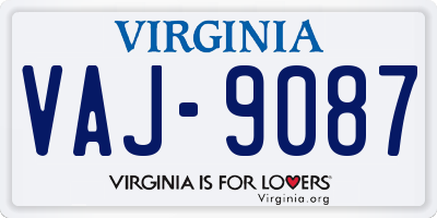 VA license plate VAJ9087