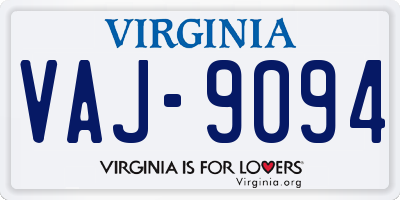 VA license plate VAJ9094
