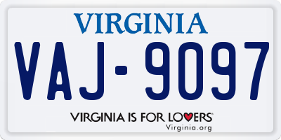 VA license plate VAJ9097