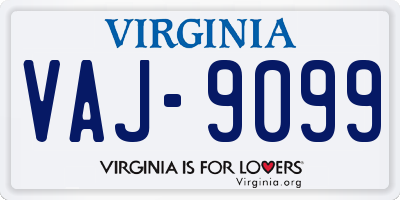 VA license plate VAJ9099