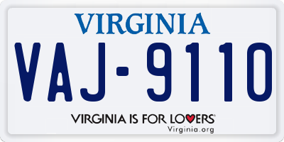 VA license plate VAJ9110
