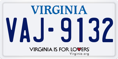 VA license plate VAJ9132