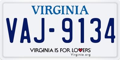VA license plate VAJ9134