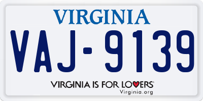 VA license plate VAJ9139