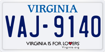 VA license plate VAJ9140