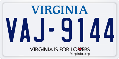 VA license plate VAJ9144