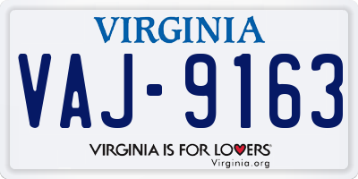 VA license plate VAJ9163