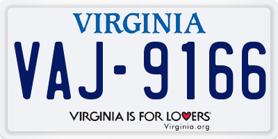 VA license plate VAJ9166