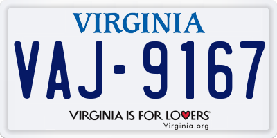 VA license plate VAJ9167