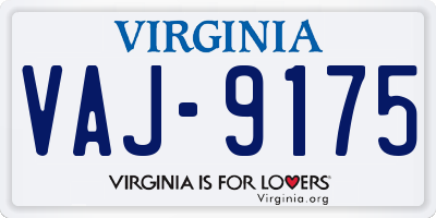 VA license plate VAJ9175