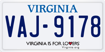 VA license plate VAJ9178