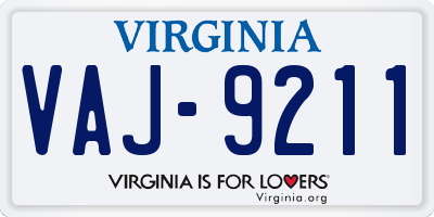 VA license plate VAJ9211