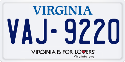 VA license plate VAJ9220
