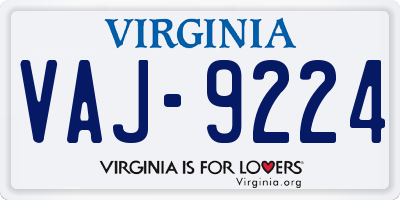 VA license plate VAJ9224