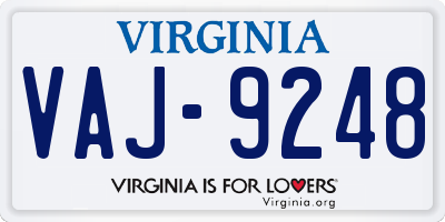 VA license plate VAJ9248