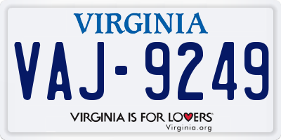 VA license plate VAJ9249