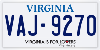 VA license plate VAJ9270
