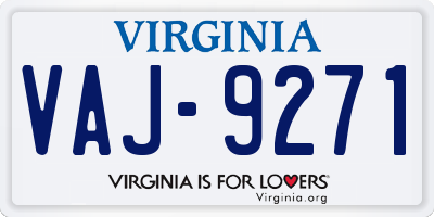VA license plate VAJ9271