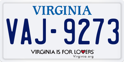 VA license plate VAJ9273