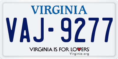VA license plate VAJ9277