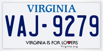 VA license plate VAJ9279