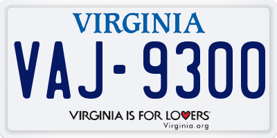 VA license plate VAJ9300