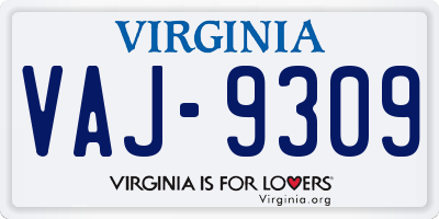 VA license plate VAJ9309