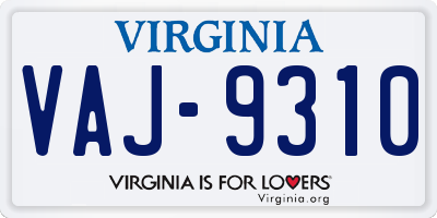 VA license plate VAJ9310