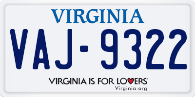 VA license plate VAJ9322