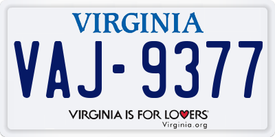 VA license plate VAJ9377