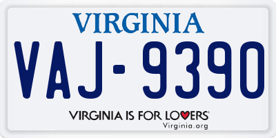 VA license plate VAJ9390