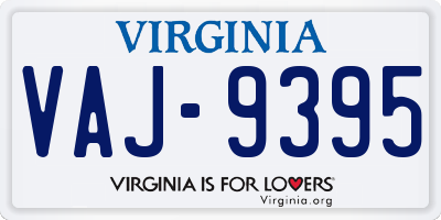 VA license plate VAJ9395