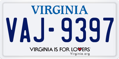 VA license plate VAJ9397