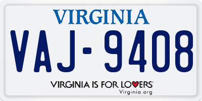 VA license plate VAJ9408
