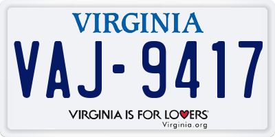 VA license plate VAJ9417