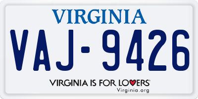 VA license plate VAJ9426