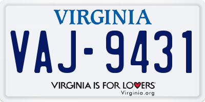 VA license plate VAJ9431