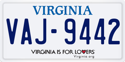 VA license plate VAJ9442