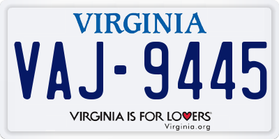 VA license plate VAJ9445