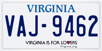 VA license plate VAJ9462