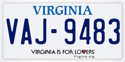VA license plate VAJ9483