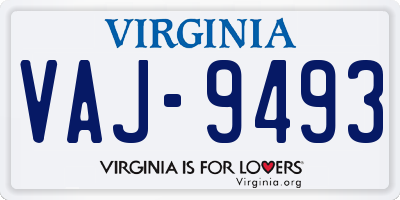 VA license plate VAJ9493