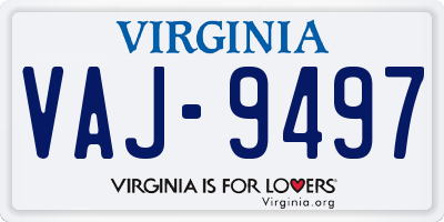 VA license plate VAJ9497