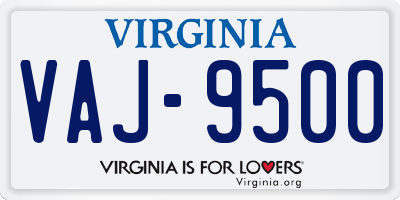 VA license plate VAJ9500