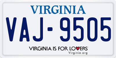 VA license plate VAJ9505