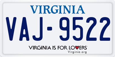 VA license plate VAJ9522