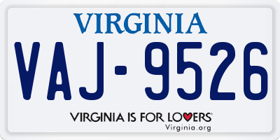 VA license plate VAJ9526