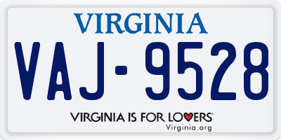 VA license plate VAJ9528
