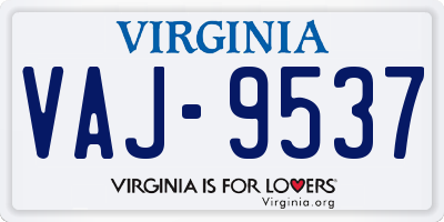 VA license plate VAJ9537