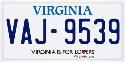 VA license plate VAJ9539